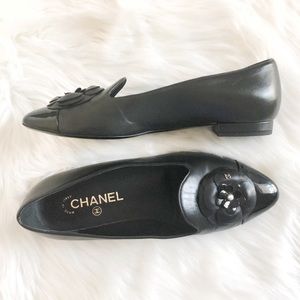 Chanel Camellia Cap Toe Flower Pearl Ballet Flats